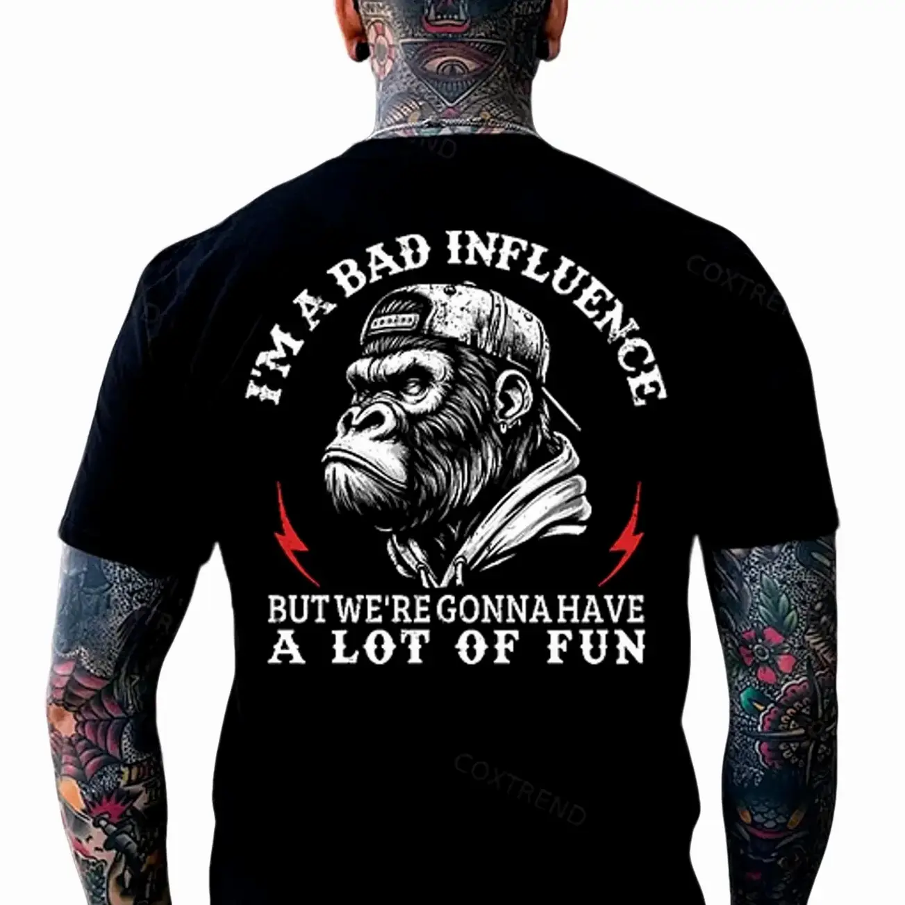 I'm A Bad Influence But We're Gonna Have A Lot Of Fun Monkey Print T-shirt, Hoodie & Sweater - Unisex Sizes S-5XL