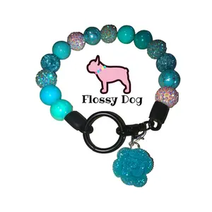 Tiffany Blue Beaded Dog Collar | Durable Dog Necklace | Custom Puppy Rhinestone Pearls | Turquoise Bead Collar for Pets | Dog Jewelry
