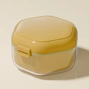 Dental Braces Case, with buckle design, silicone seal, detachable drain basket, for storing clear aligners and dentures in daily use and travel