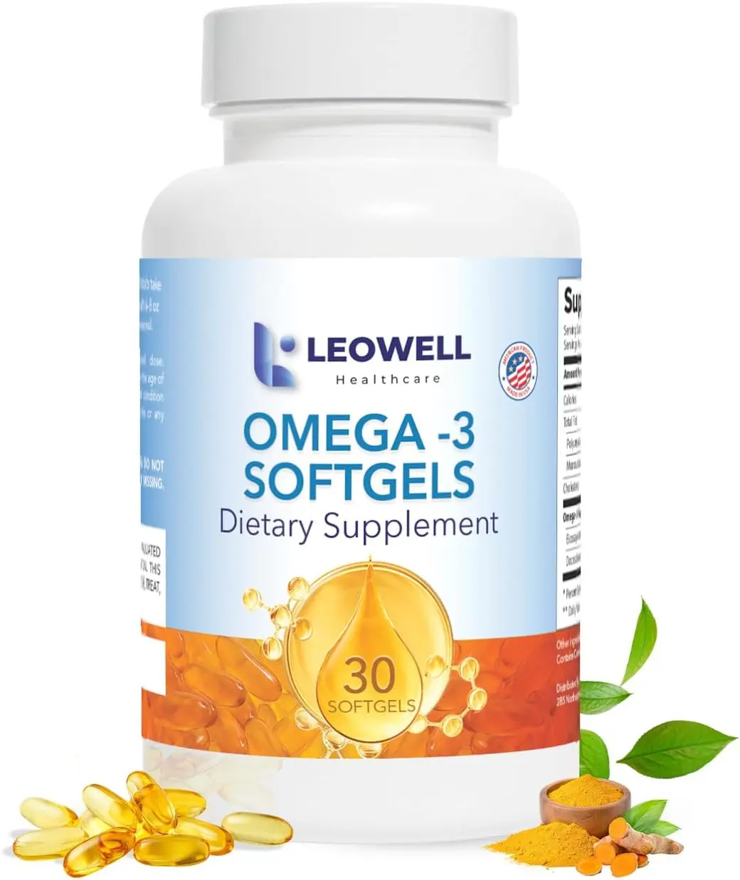 Leowell Omega-3 Softgels – High Potency EPA 432 mg & DHA 288 mg Fish Oil Supplement – 720 mg Total – 30 Softgels – Supports Heart, Brain & Joint Wellness – Fish Oil Pills, Omega 3 Supplement