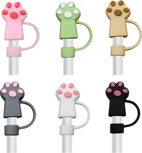 6 count  Straw Cover Protector  Drinking Accessories   Paws Straw Topper Compatible with 10 mm Straws