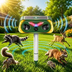 Solar Ultrasonic Electronic Deer Repellent Devices - Outdoor Waterproof Motion Sensor Deterrent - Electronic Pest Control for Skunks, Rabbits, Raccoons, Cats, Squirrels - Garden Insect Pest Control