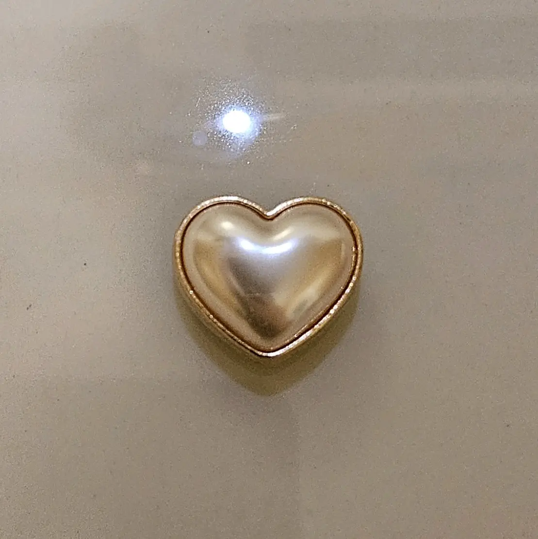 Gold Pearl Heart Croc Charm