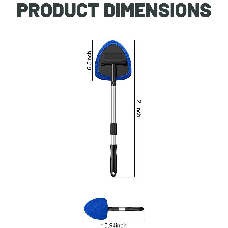 Windshield Cleaning Tool for Car Interior Glass, Car Window Cleaner Tool with Extendable Handle & 180° Swivel Head, Streak-Free Auto Glass Cleaner Kit with Reusable Microfiber Pads & Spray Bottle, Car Accessories for SUV Truck