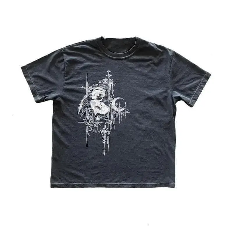 Vintage Grunge Cyber Gothic Angel Graphic Tee