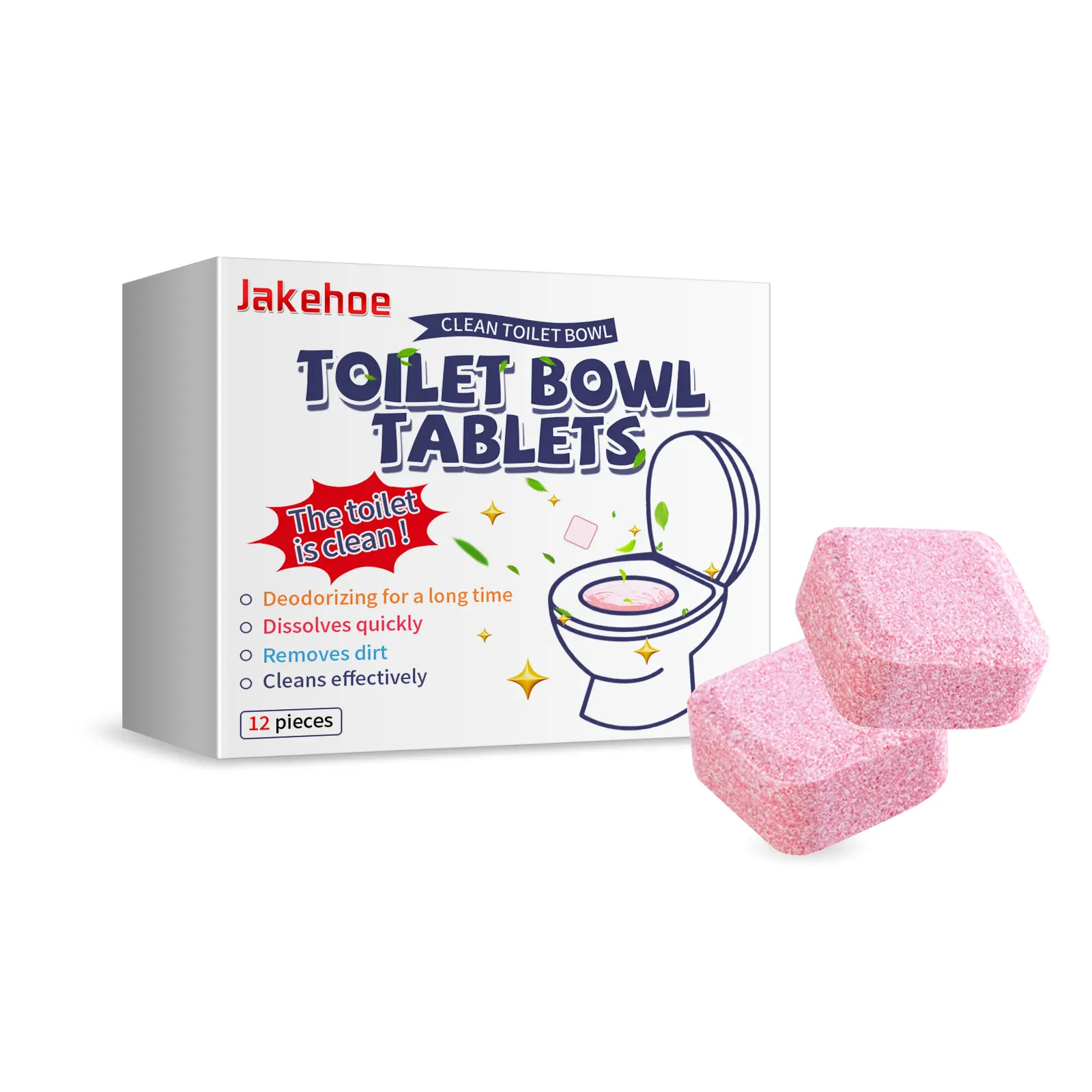 Toilet Cleaning Effervescent Tablets 12pcs, Toilet Bowl Cleaner Tabs for Odor Removal, Yellow Stain, Urine Scale and Dirt Cleaning, Fast-Fizzing Toilet Cleaner with Citric Acid, Easy Flush Cleaning Solution for Bathroom Hygiene