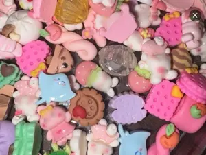 Mini Kawaii Flat-back Acrylic Charms - Assorted Colors & Designs for Crafting & Decor