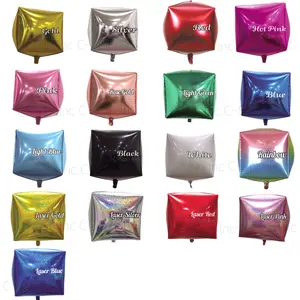 32 Color Mylar Foil 4D Square Cube Balloons 24 Inch Self-Sealing Reusable High Quality Ideal for Birthday Christmas New Year Graduation Baby Shower birthday balloon