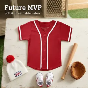 Kids Baseball Jersey Button Down Hip Hop T-Shirts - Personalized Softball Jersey for Boys and Girls, Comfortable Breathable Cotton Blend, Casual Sports Wear, Youth Team Uniform, Customizable Name Number, Perfect for Baseball Softball Practice Games