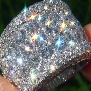 925 Sterling Silver Shiny Full Diamond Gemstone Ring 18K Oval Cut Cubic Zirconia Promise Cocktail Rings CZ Diamond Multi Row Ring Eternity Engagement Wedding Band Ring for Women Z.87