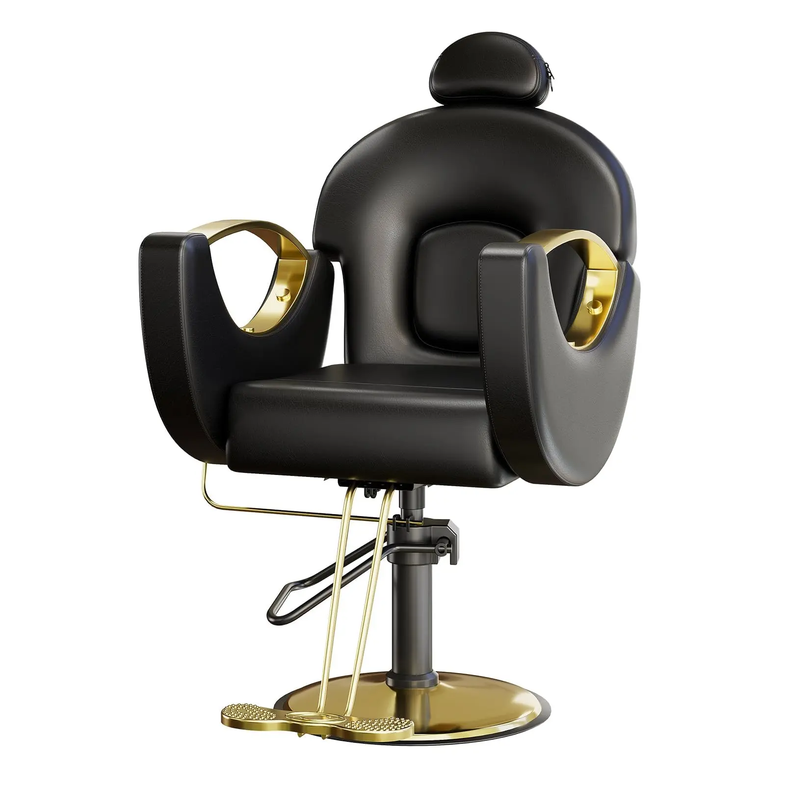 Garvee Reclining Barber Chair, 360° Swivel Hydraulic Styling Chair with Heavy Duty Hydraulic Pump for Hair Stylist Barbershop Home Spa Shampoo, Black