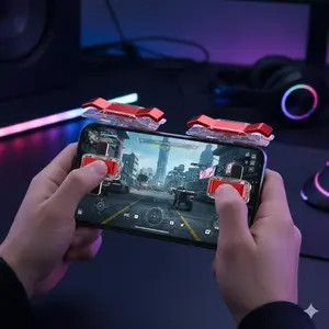 Mobile Gaming Shooting Controller Dual Joystick - PUBG/Fortnite Trigger L1R1 Custom Mapping Portable Anti-Slip Grip 2-Pack Game Peripherals Enhance Gameplay for Battle Royale