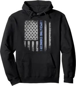 Operating Engineer US Flag Hoodie Pullover Hoodie
