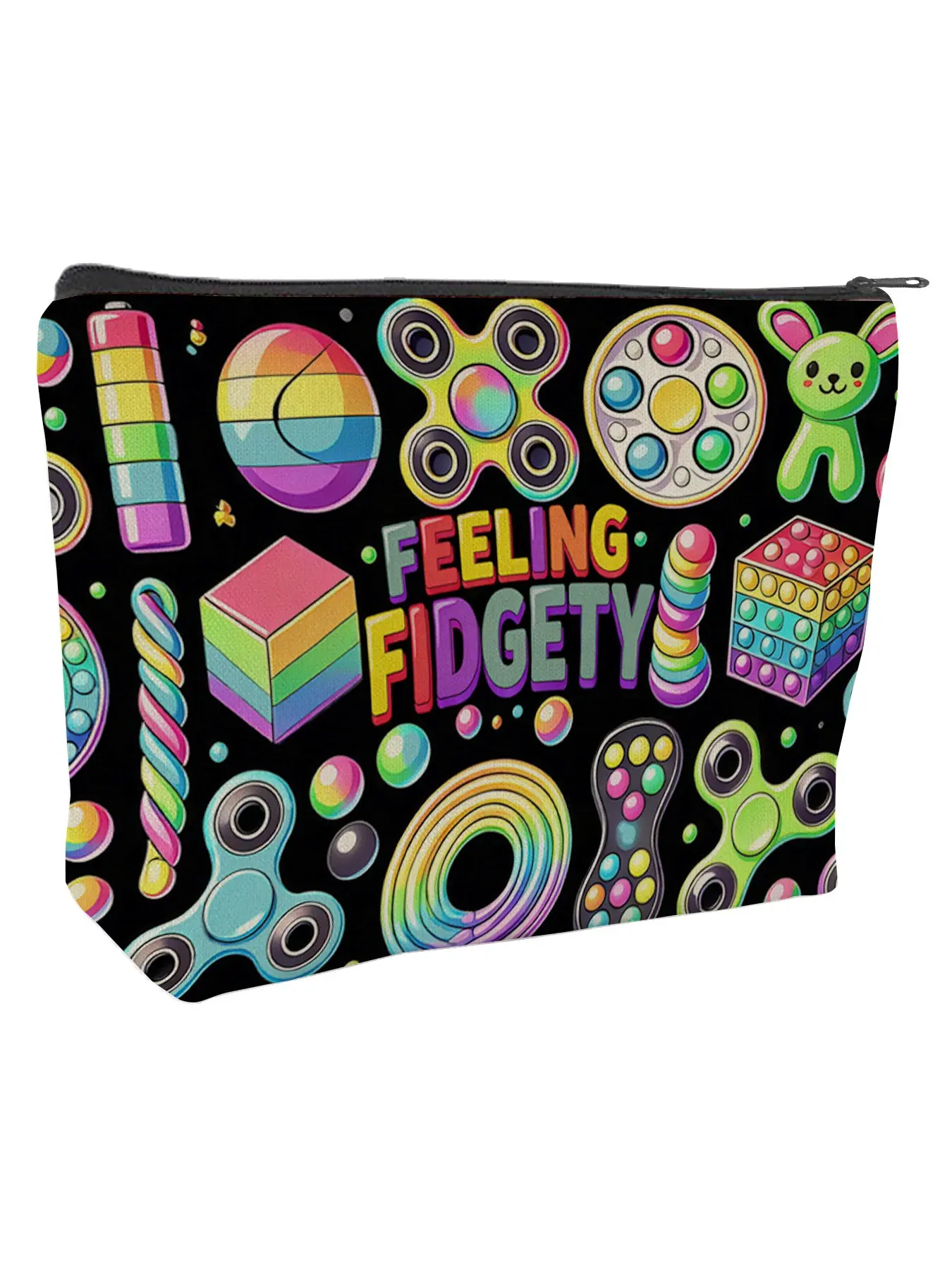 Fidget Spinner Theme Zippered Storage Bag, Sensory Stress Relief Fidgeting Pack, Sensory Stress Reliever, Portable Lightweight Stress Relief Accessory, Pocket Stress Relief, Ideal Gift for All Seasons