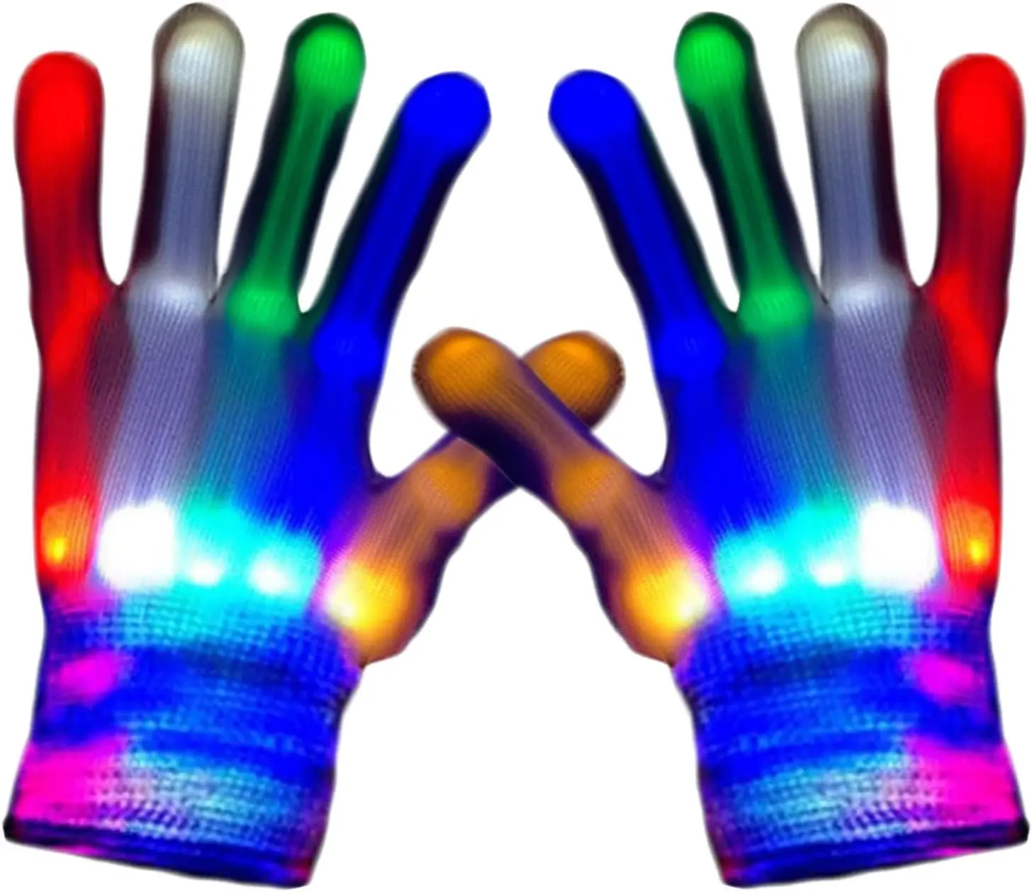 5 Colors 6 Modes LED Light Up Rave Finger Flashing Gloves Cool Fun Toys (S)