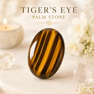 Tiger’s Eye Palm Stone Polished Decorative Oval Display Piece