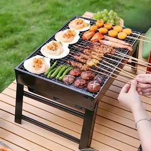 Portable Foldable Barbecue Rack, Smokeless Folding Barbecue Rack, Large Charcoal Stove, Stainless Steel Barbecue Grill for Outdoor Camping & Picnics