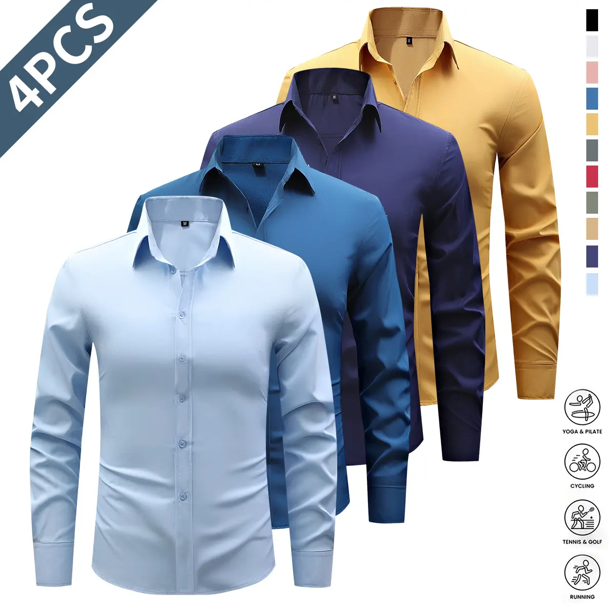 Sky blue + lake blue + dark blue + yellow