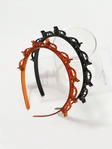 2pcs Woven Split Hair Headband, Double Layer Hollow Hair Hoop Decoration, Face Wash And Bangs Headband,Hairband,Hairband,Hair HoopHeadbands, Face Wash Friendly