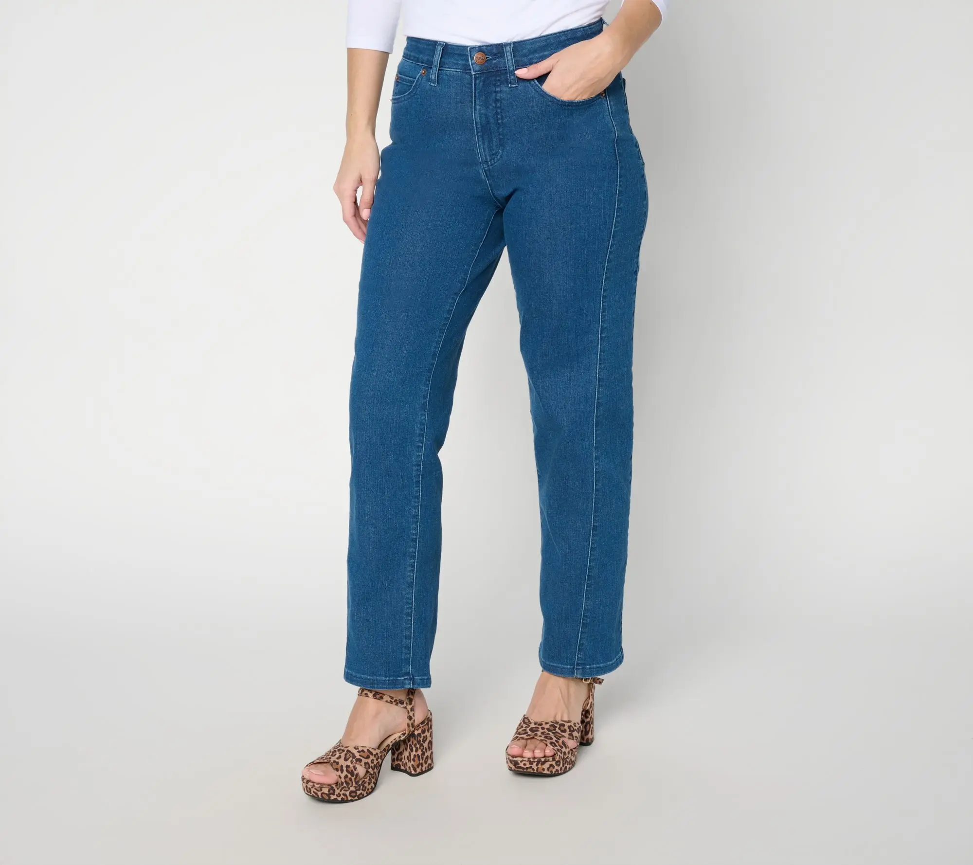 Me by Jennie Garth Petite Repreve Medium Wash Straight Jean