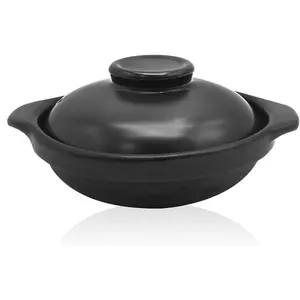20oz Small Ceramic Cooking Pot Clay Pots Solo Pot for Cooking -Person Serving Pot with Lid Heat-resistant Kitchen Clay Cooking Pot Cookware Casserole for Steamed Egg Milk (W*H) (small)