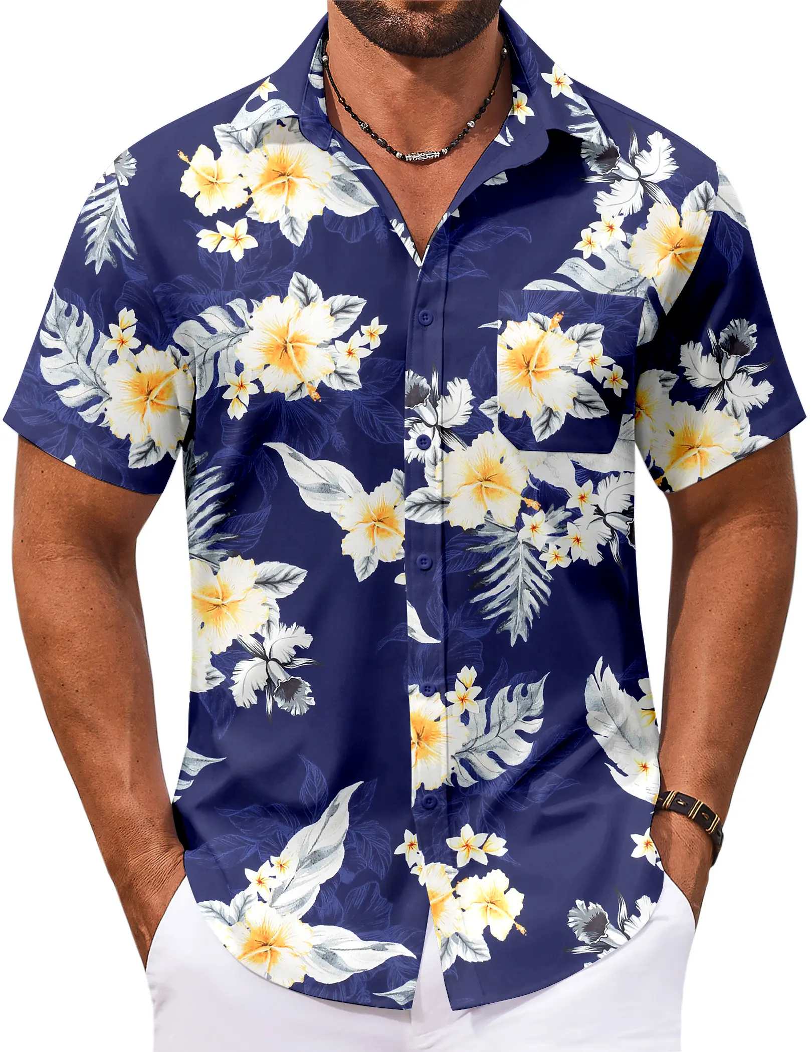 COOFANDY Men's Hawaiian Shirt Short Sleeve Casual Button Down Tropical Summer Beach Aloha Shirts Outfit Floral Menswear