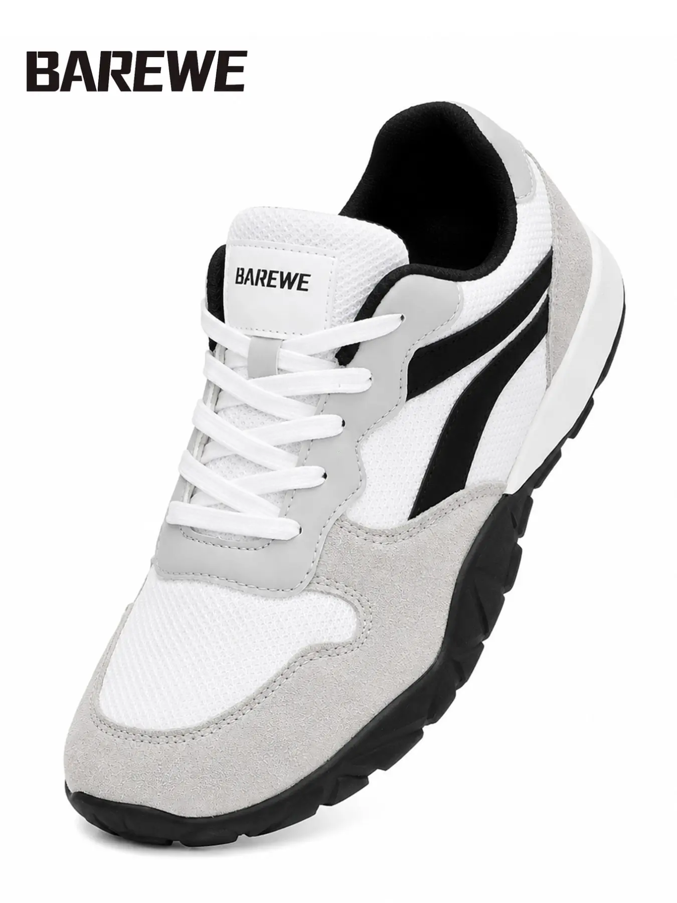 Barewe Men's Hiking Wide Shoes, Zero Drop Barefoot Design, Breathable Mesh and Suede, / Lightweight, Outdoor and Daily Use