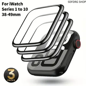 3-Pack Smart Watch Screen Protector, HD Full Coverage Curved Film, Protective Bubble-Free, Scratch-Resistant, Easy-Install Case-Friendly Accessory for 38-49mm Series 1-11 SE Ultra Wearable Tech