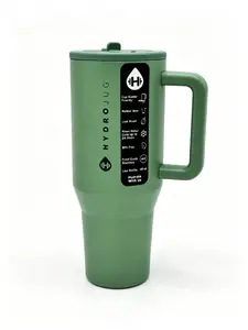 HydroJug 40oz Insulated Tumbler with Handle - 24H Cold Keep Leakproof Cup Holder Friendly Water Bottle Stainless Steel Dr Pepper