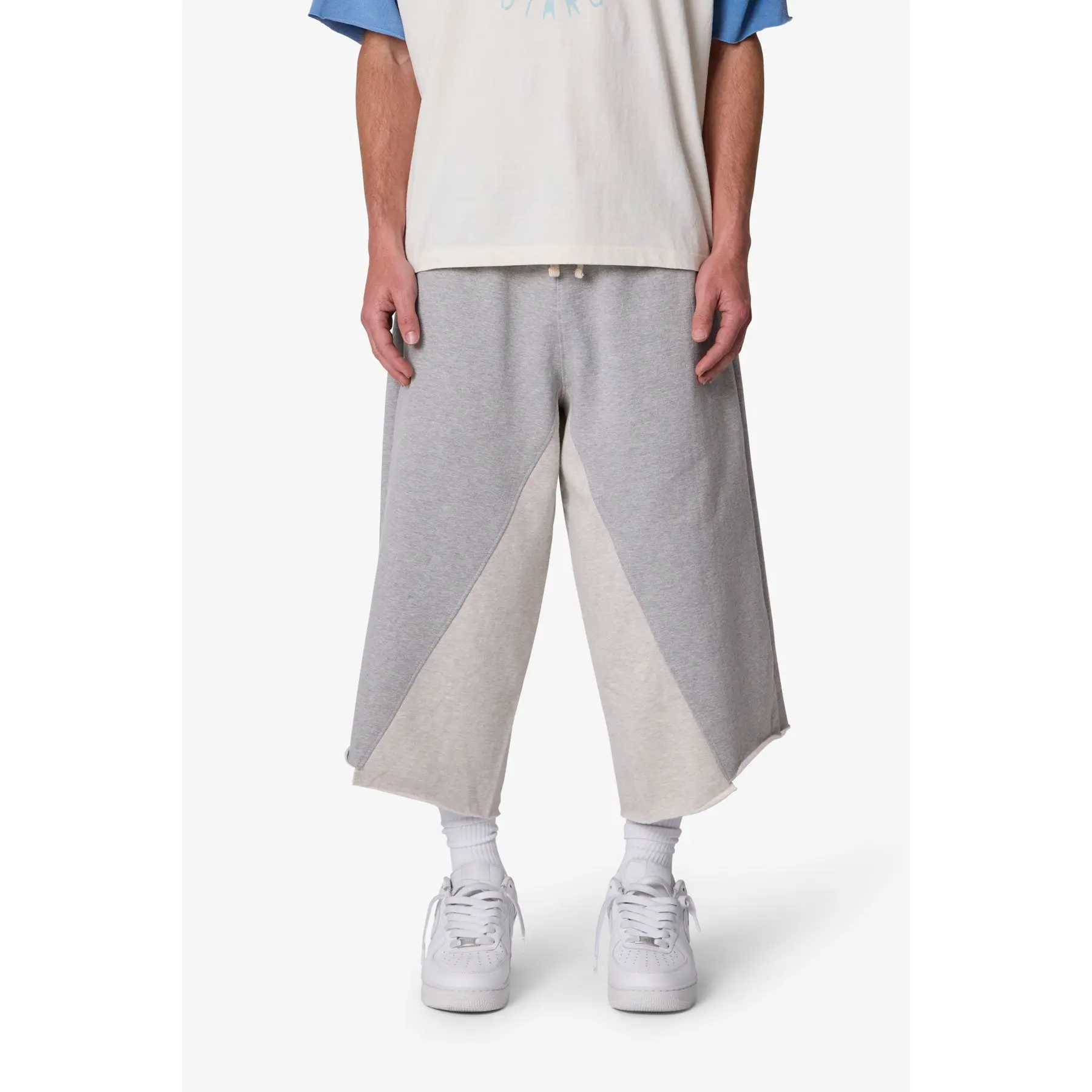 mnml Extra Long Paneled Sweatshorts - Heather Grey