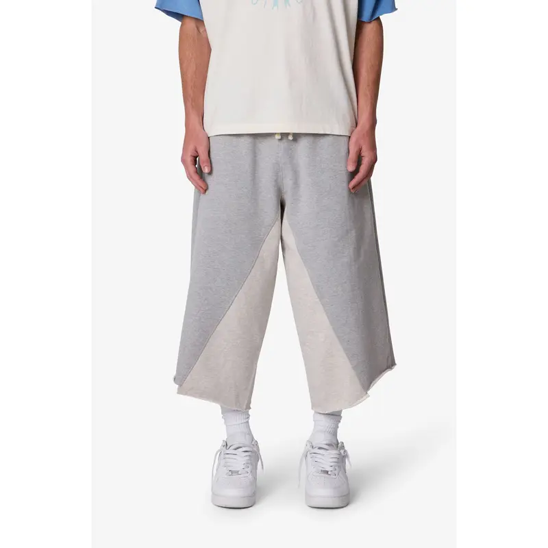 mnml Extra Long Paneled Sweatshorts - Heather Grey