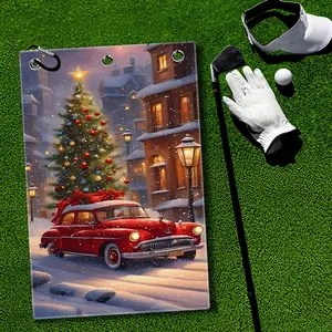 Christmas Golf Towel Quick-Dry Golf Towels Accessory with Hooks Premium and Durable Polyester Golf Towels for Golf Bags Ideal for Men & Women Golfers Dad Boyfriend Husband - Great Gift for Holidays Winter Xmas Golf Accessories