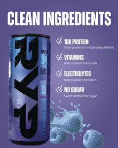 RYP Clear Protein Soda- 10g of Protein Per Can - Blue Razz - 12 Pack