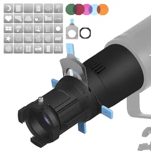 Bowens Mount Professional Optical Spot Kit, Includes 5 Colored Gel Filters & 30 Gobos - Ideal for Photography, Video Lighting, And Stage Effects