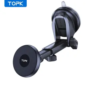 TOPK Magnetic Car Phone Holder, Cell Phone Holder, Magnetic Car Phone Mount and Car Phone Stand for Windshield & Dashboard, Adjustable Long Arm Phone Holder for Car