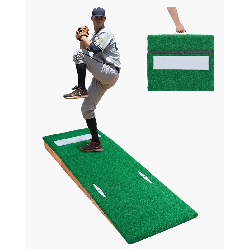 【toolupgrade】VEVOR 85in Compact Durable Portable Baseball Pitching Mound - Indoor/Outdoor Aid with Antifade PP Grass, Rubber, Adjustable Base, Car-Ready Design, Damp-Resistant Coated Wood Board, Realistic Feel, Exceptional Stability, Great Traction for Ha