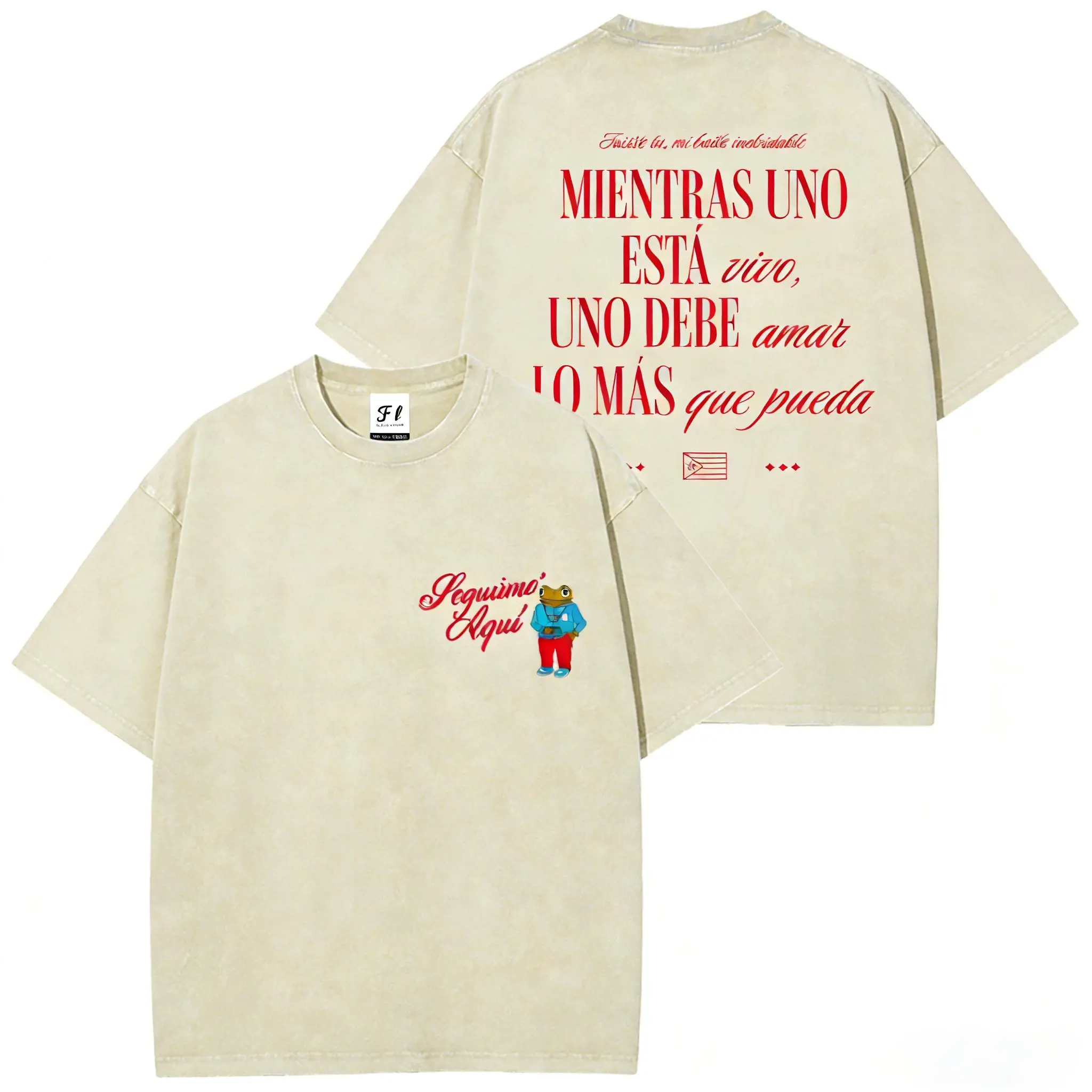 Washed T-shirt-beige