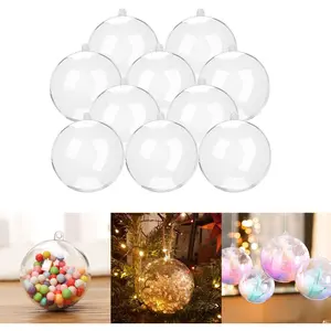 10 Pcs 2.75 inch Filling Transparent Plastic Decorative Call DIY Craft Ball Transparent Ball Christmas, Birthday, Wedding, Party and Home Decoration Ornaments ((2.75"/70mm))