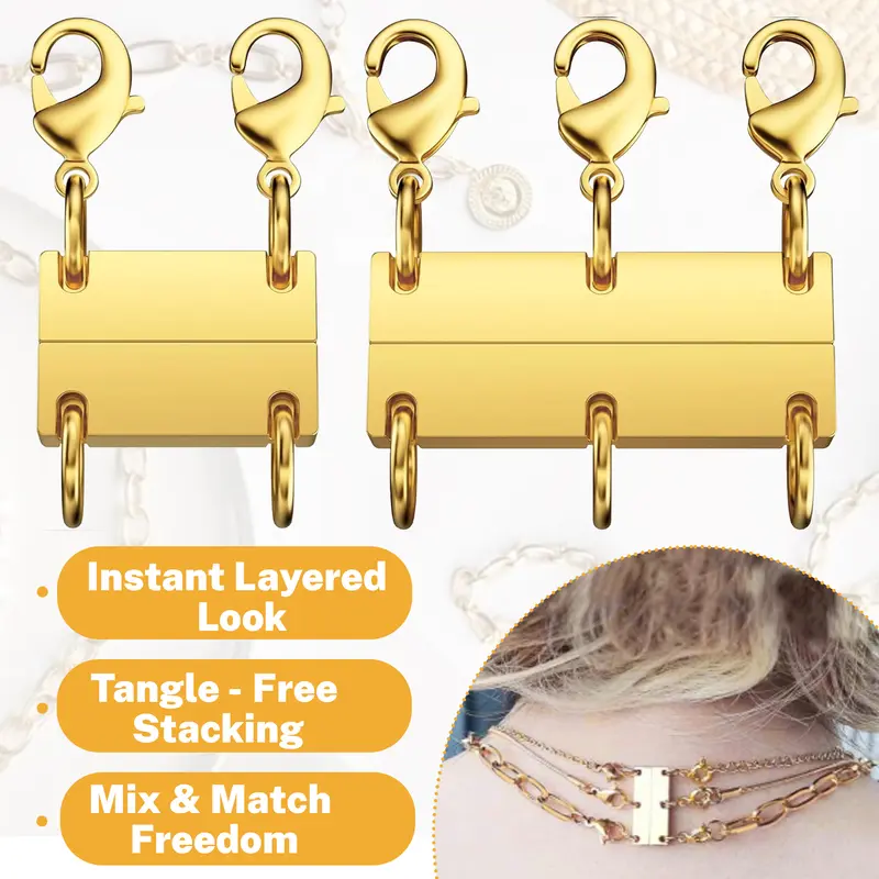 Necklace Layering Clasp 18K Gold Necklace Separator for Layering Magnetic Multiple Necklace Clasps and Closures for Women Necklace
