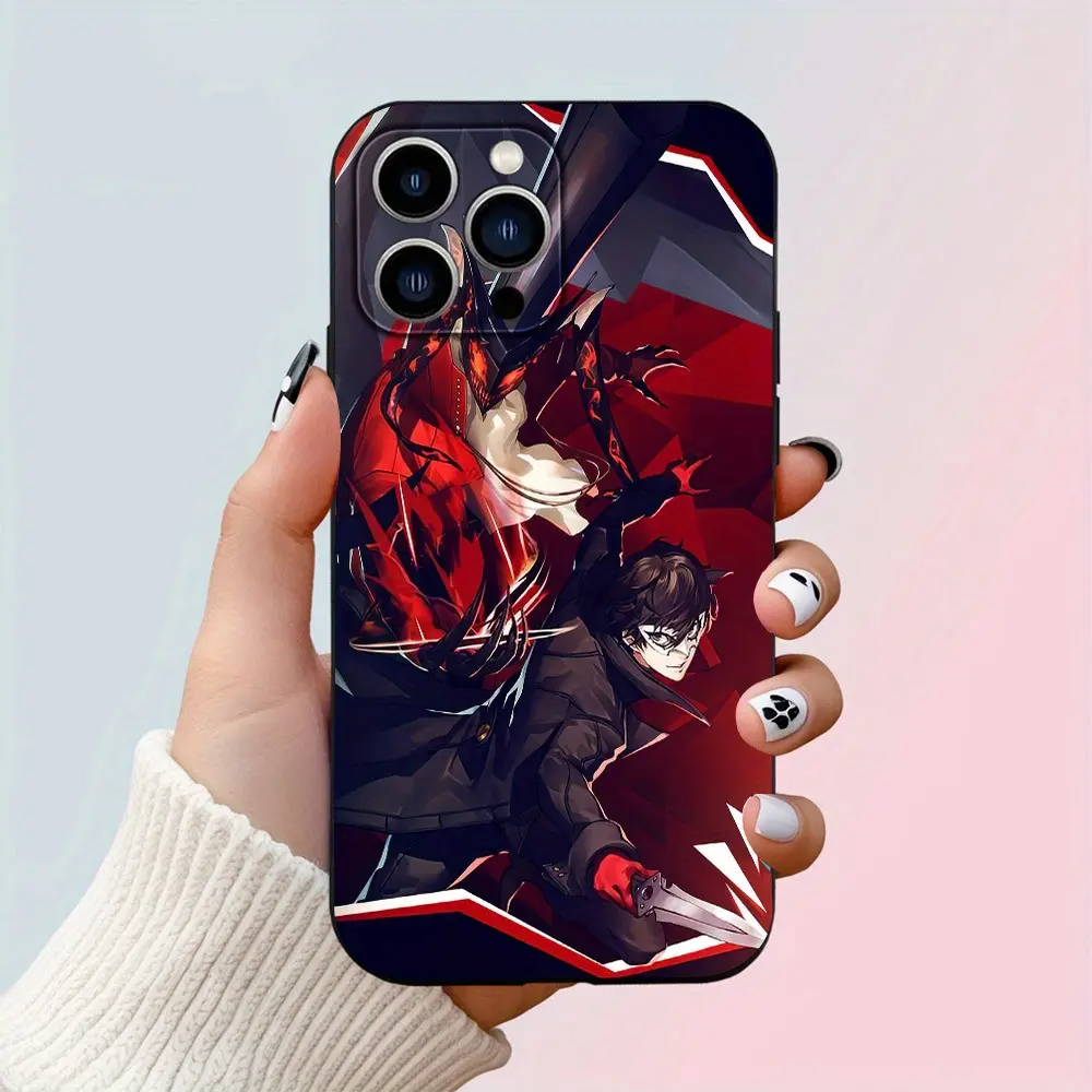 Persona 5 Cartoon Animal Phone Case, Black TPU Accessory with Shock Resistance & Protection for iPhone 17/16/15/14/13/12/11, Air, Pro, Max, Plus - Durable, Personalized Casing