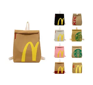 2025 Cute Charming McDonald's Backpack for Women and Men Classic Unisex Vintage Daypack Canvas Personalized Rucksack Bookbag Shoulder bag for School Student College Adults