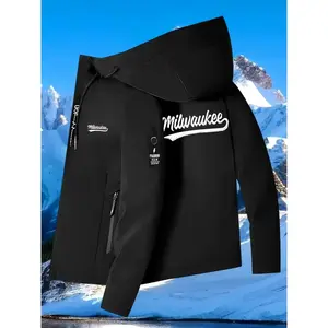 Men's Hooded Jacket 2026 New Style, Milwaukee Trendy Design, Full Zip Closure, Polyester, Casual Sportswear, Zip Up Jacket