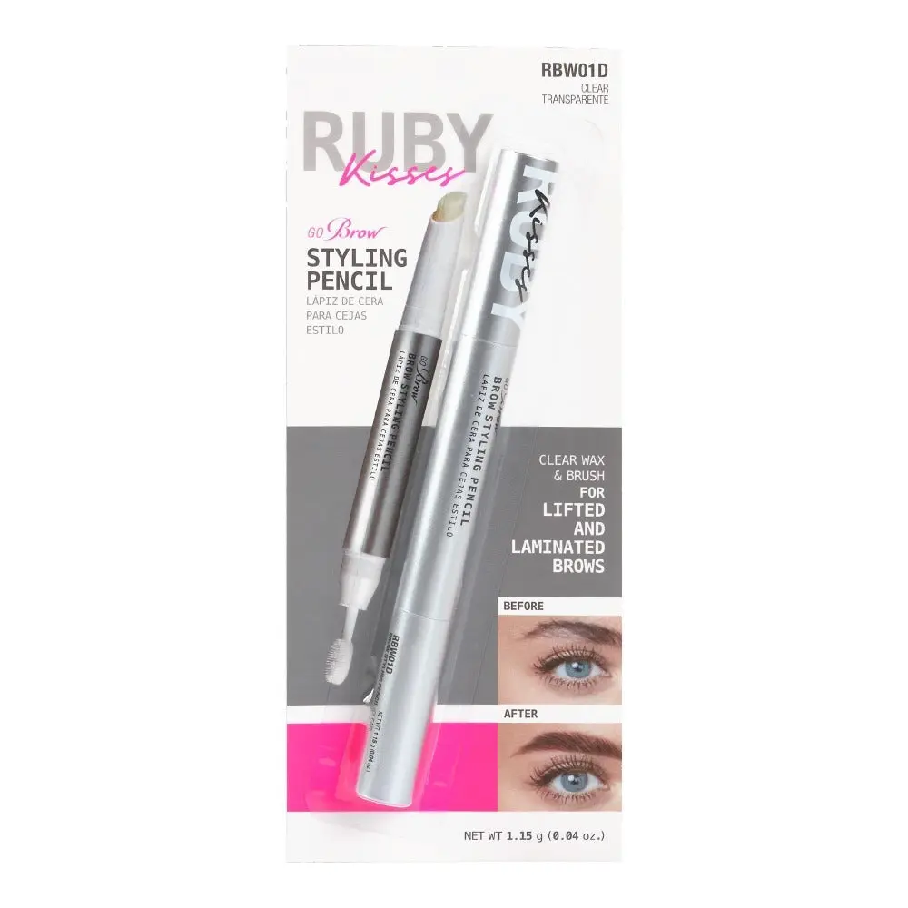 Ruby Kisses Brow Wax Styling Pencil for Fluffy, Full Eyebrows, Flexible Hold Cosmetic with a Natural Finish and Built-in Brush