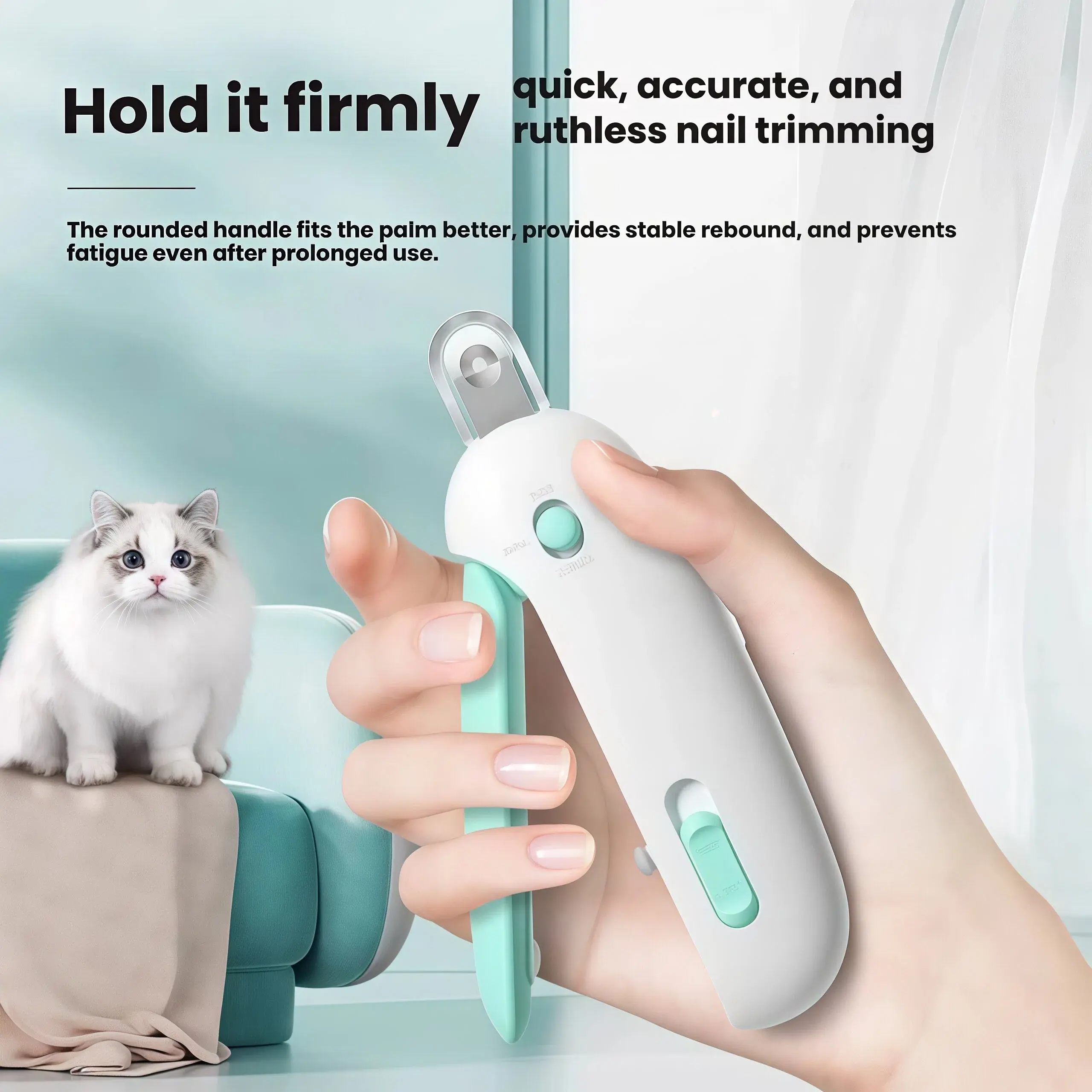 Cat Nail Clippers with Adjustable Aperture, Gravity Push Pet Nail Trimmer with Splash-Proof Baffle, Quick Safe Nail Grooming Tool for Small to Large Cats groom pet hair removal tool