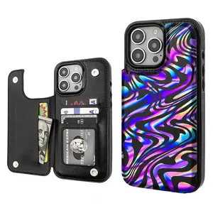 Gradient Colorful Pattern Phone Cases Compatible For With iphone 17 16 15 14 13 12 SAMSUNG GALAXY S22345 ULTRA PRO PLUS MAX AIR PU Durable Flip High quality Leather Credit Card Bag Holder Gift Wallet Shockproof Anti-Drop Full Protection Shell Cover