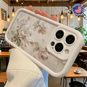Vintage Floral Oil Painting Pattern Case for iPhone 17 16 15 14 Pro Max 13 12 11 XR XS Plus Air Slim Lightweight Shockproof Anti Drop Protective Durable TPU Cover
