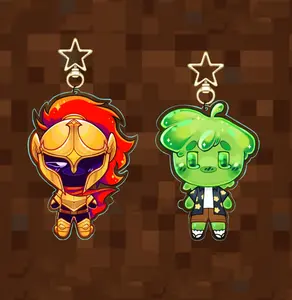 D3rlord3 and Avery pixel game inspired ARG Chibi keychain, 2-3 inch size.