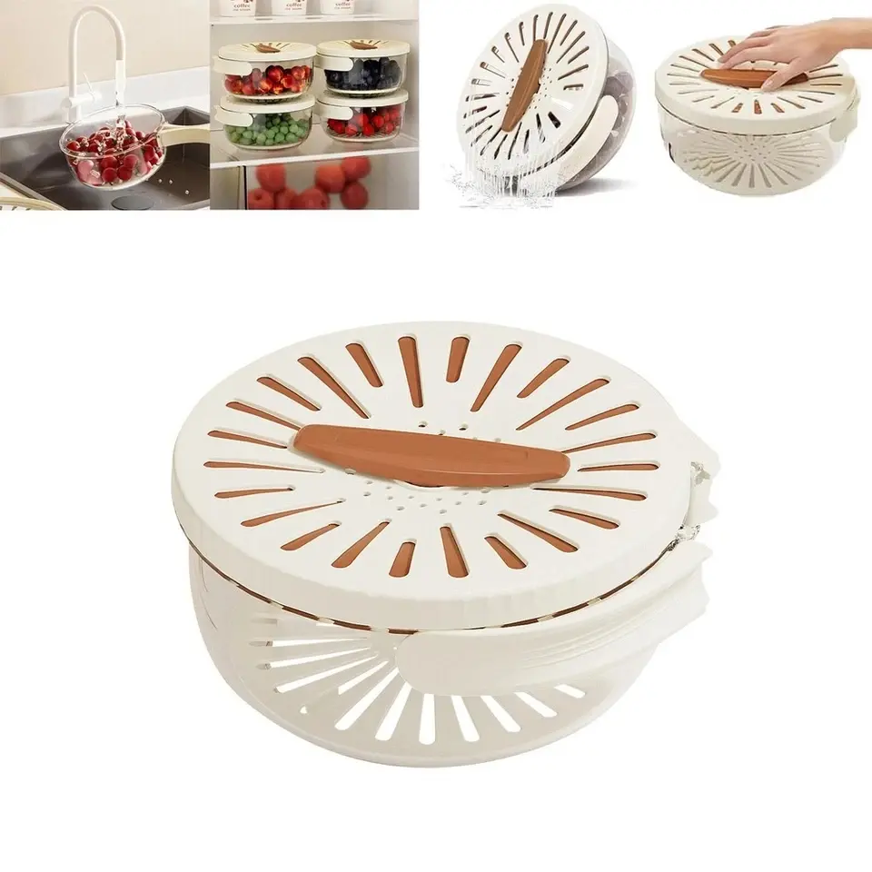 2 IN 1 Draining Basket Washing Basin Fruit Drainer Bowl for Fruits Vegetables