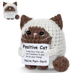 Crochet Cat Support Birthday Gifts for Friend, Handmade Knitted Cat Cute Animal Design, Crochet Animals, for Women Coworker Friend, Christmas Support Small Gifts, Christmas Stockings Stuff Stuffed Animal Gift