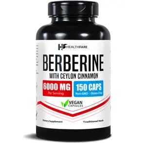 HealthFare Berberine with Ceylon Cinnamon 6000mg | 150 Veg Capsules | Extra Strength Herbal Supplement | Non-GMO Vegan Gluten Free